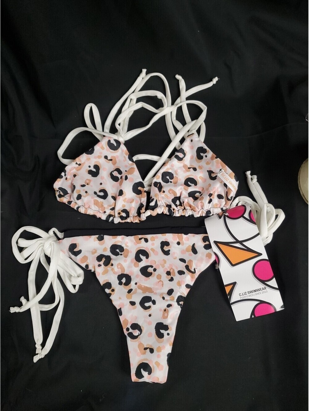 C.Liz Swimwear Women's Bikini 2pcs Leopard Print Sz. S NEW